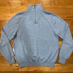 346 Brooks Brothers 1/4 Zip Long Sleeve Blue Pullover Size M